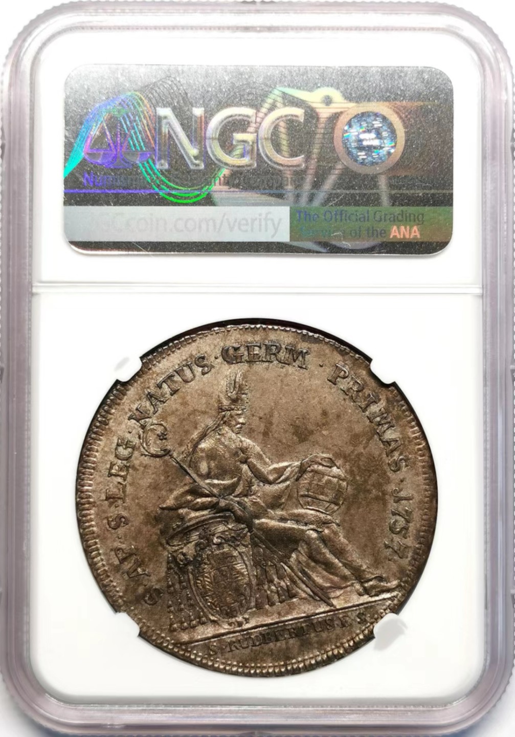 凡希社世界钱币微拍第二百四十二期 1757萨尔茨堡亲王大主教西吉斯蒙德泰勒大银NGC-AU58深色包浆少见品种！