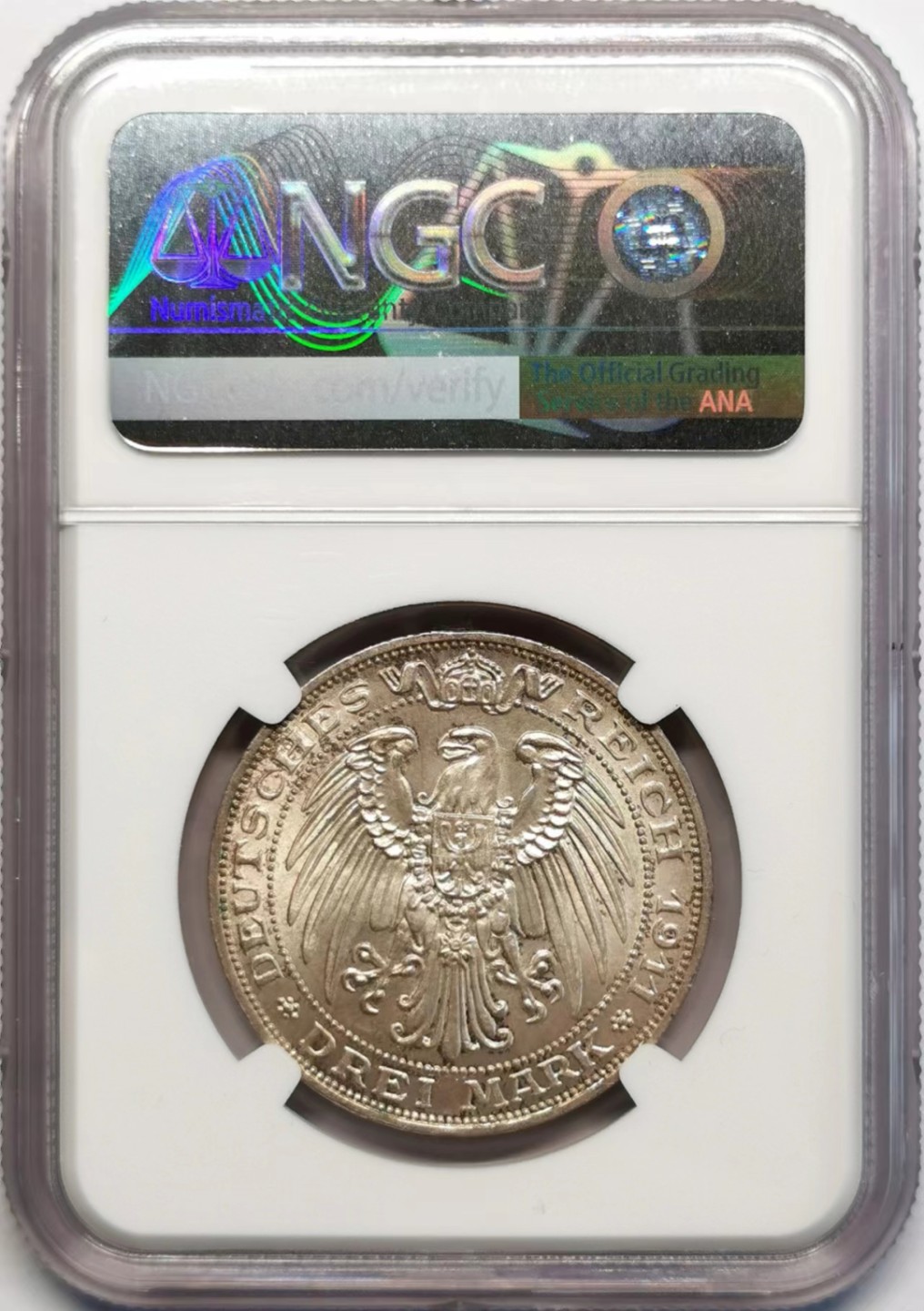 凡希社世界钱币微拍第二百四十二期 1911普鲁士布雷斯劳大学3马克NGC-MS65