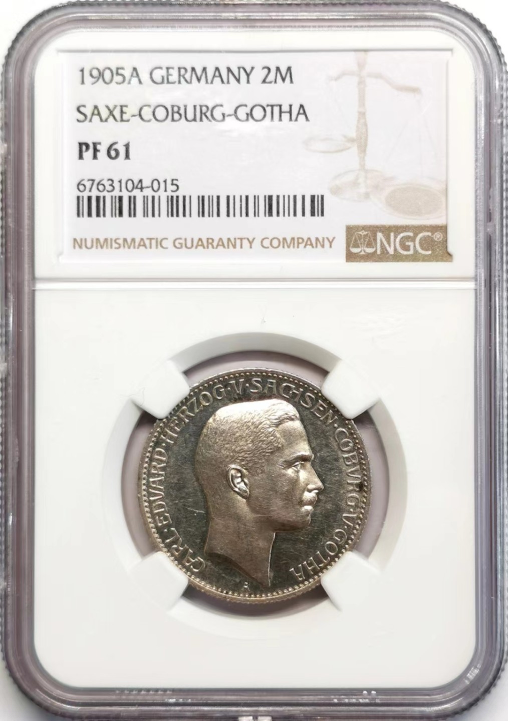 凡希社世界钱币微拍第二百四十二期 荐！1905萨克森科堡哥萨2马克精铸NGC-PF61罕见！