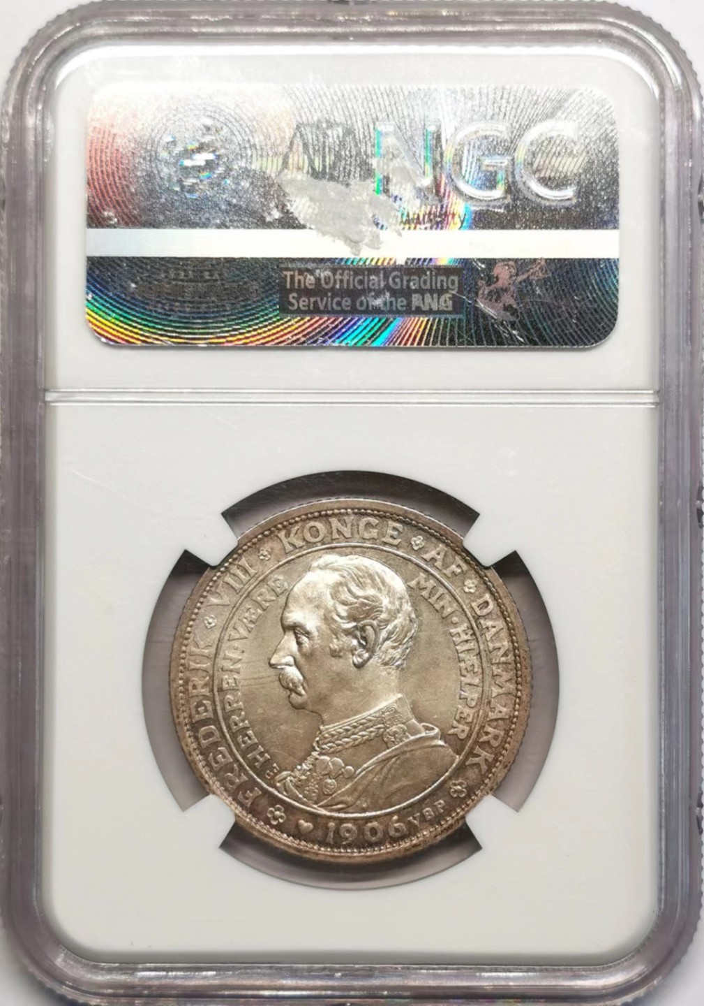 凡希社世界钱币微拍第二百四十二期 1906丹麦双面头像2克朗银币NGC-MS64