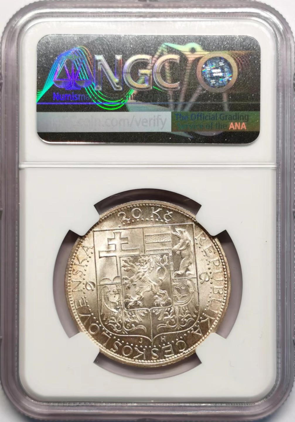 凡希社世界钱币微拍第二百四十二期 1937捷克20克朗银币NGC-MS67