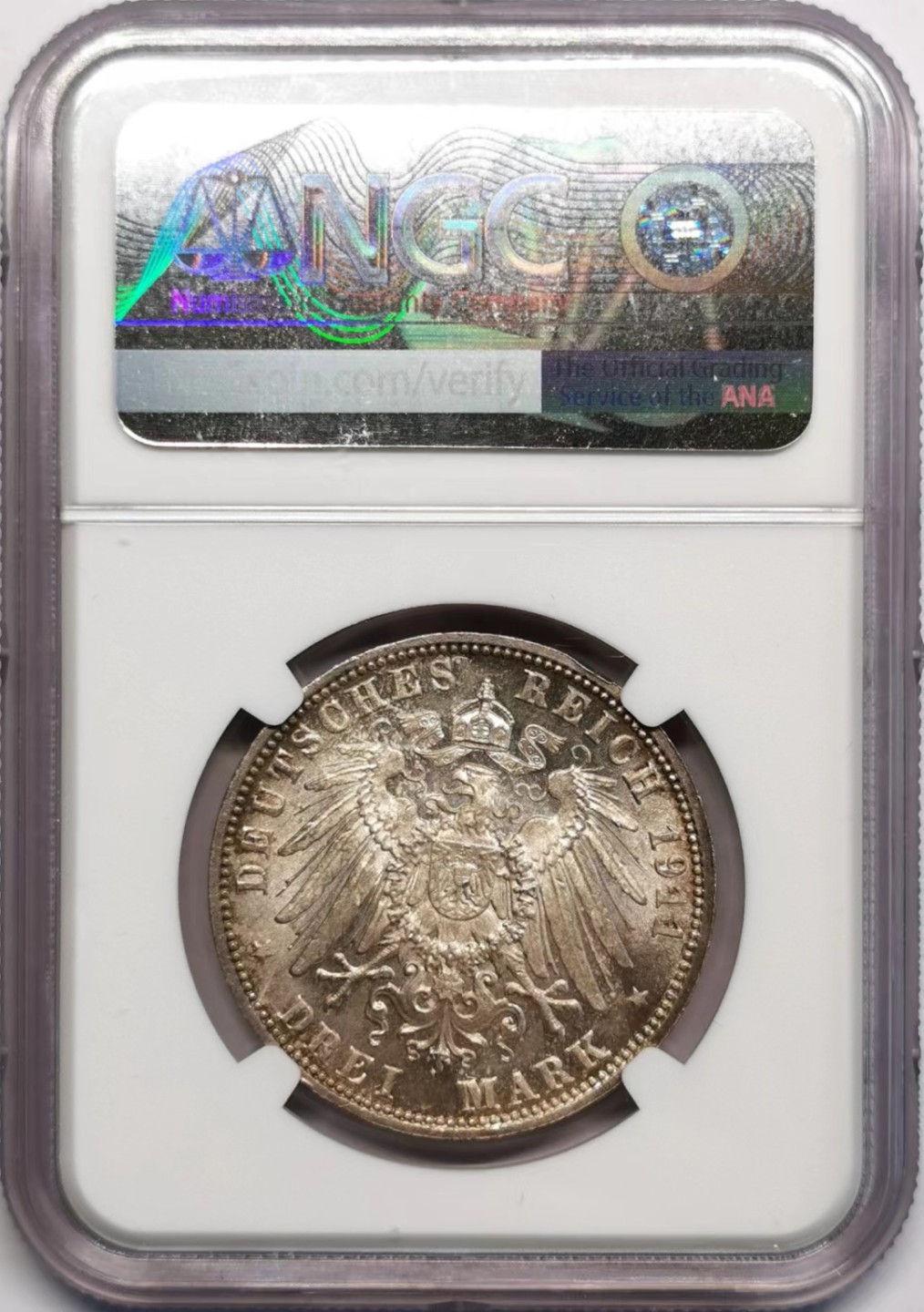 凡希社世界钱币微拍第二百四十二期 1911巴伐利亚3马克NGC-MS63