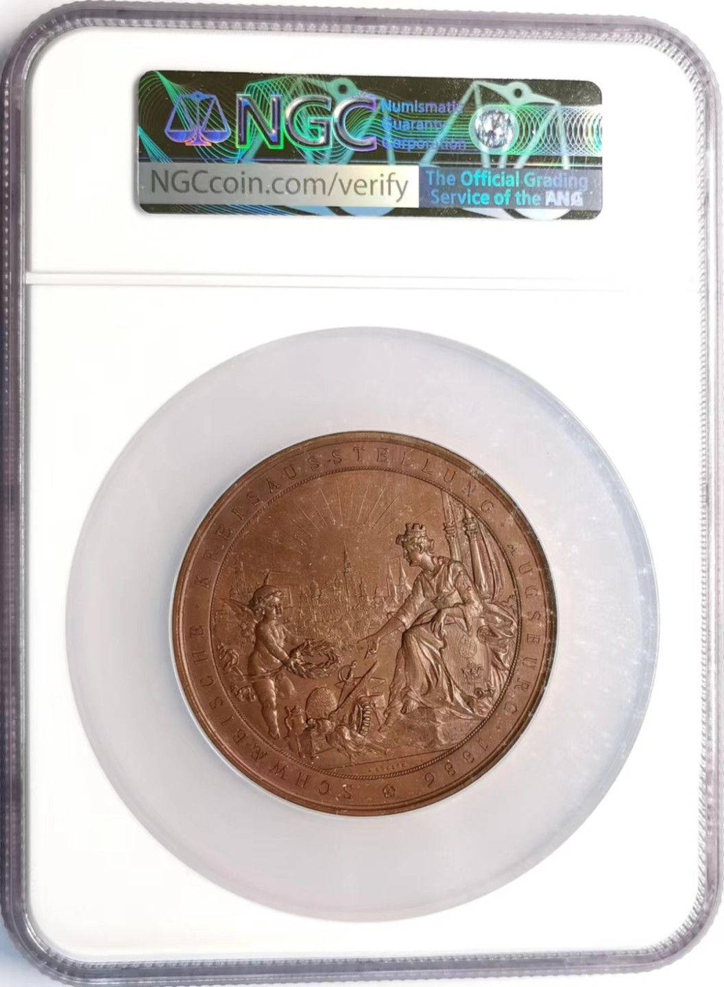 凡希社世界钱币微拍第二百四十二期 1886德国奥格斯堡斯瓦比亚博览会大型铜章NGC-MS63