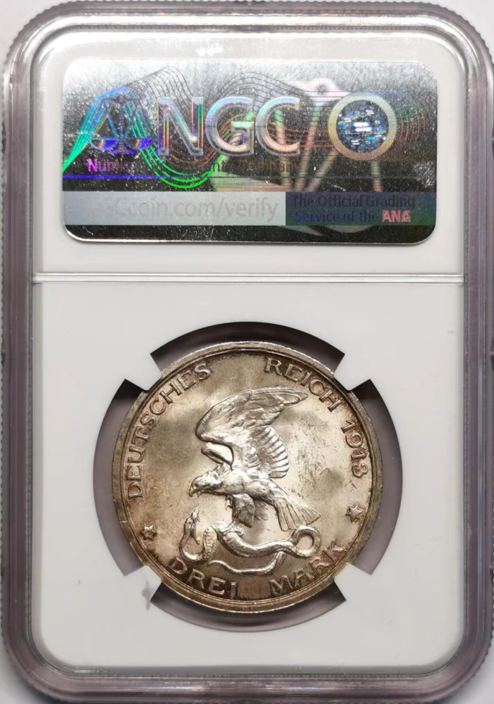 凡希社世界钱币微拍第二百四十二期 1913普鲁士3马克NGC-MS62