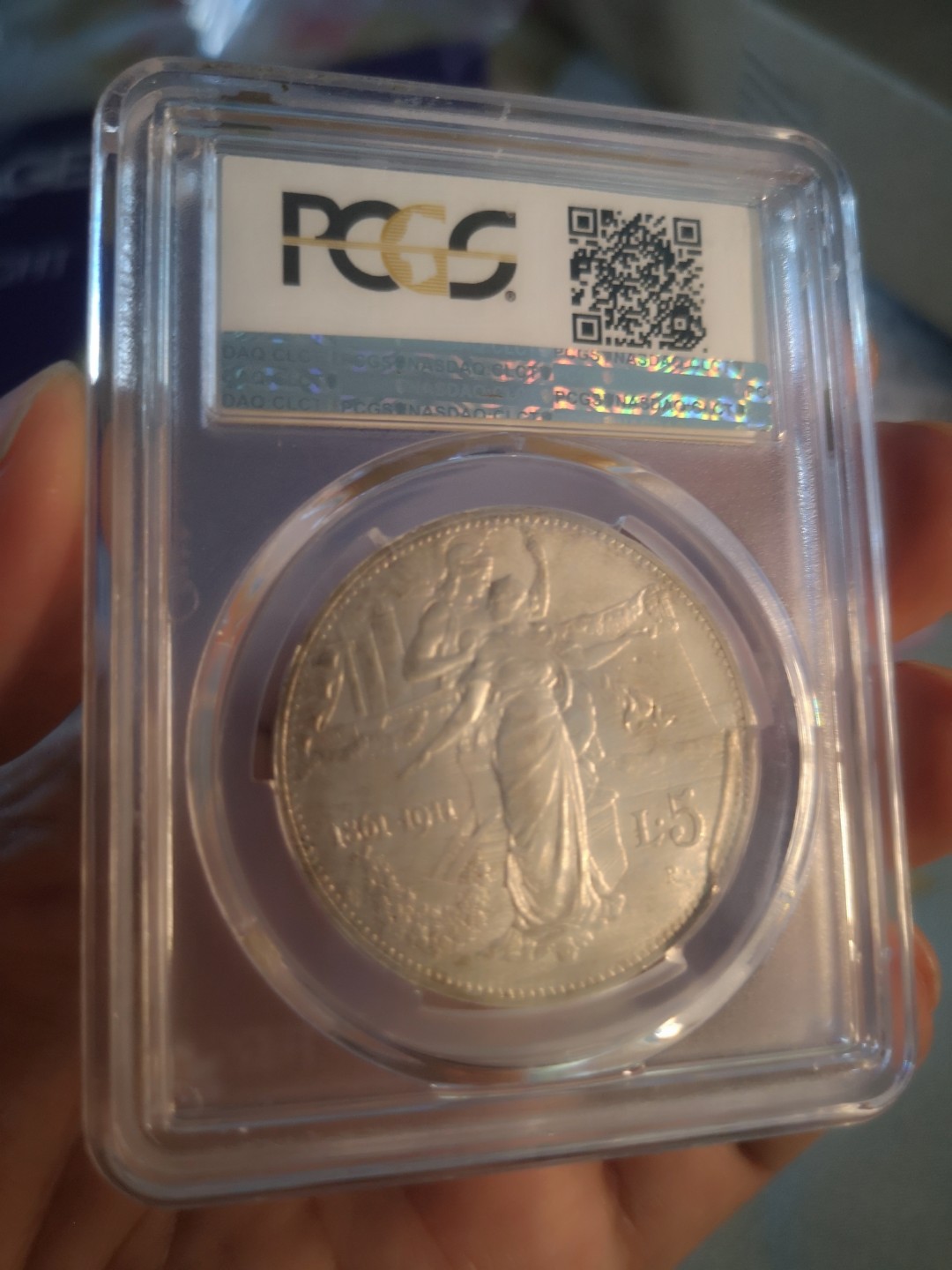 长老汇精品老银币系列 意大利1911建国50周年托奶5里拉大银币，PCGS MS63，名誉品