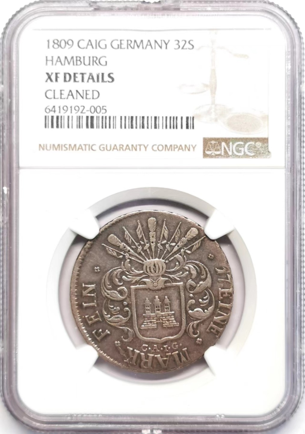 凡希社世界钱币微拍第二百四十二期 1809汉堡32先令NGC-XFD