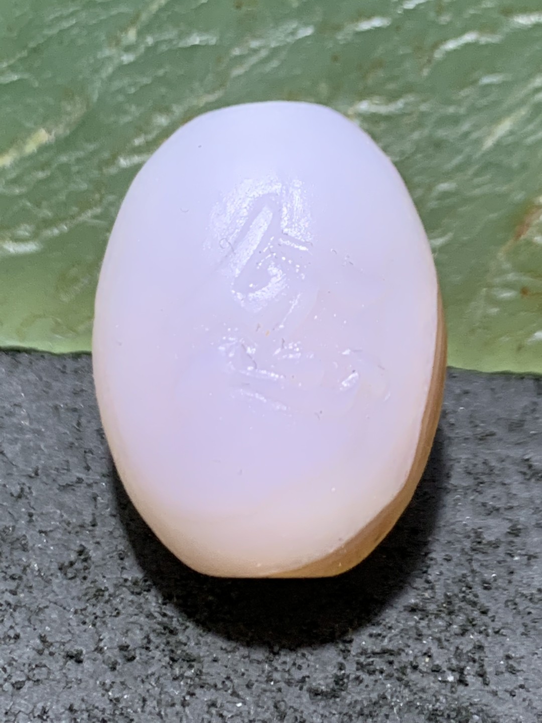 精美亚光高玉化海洋玉髓手工俏色巧雕一念桶珠一个！