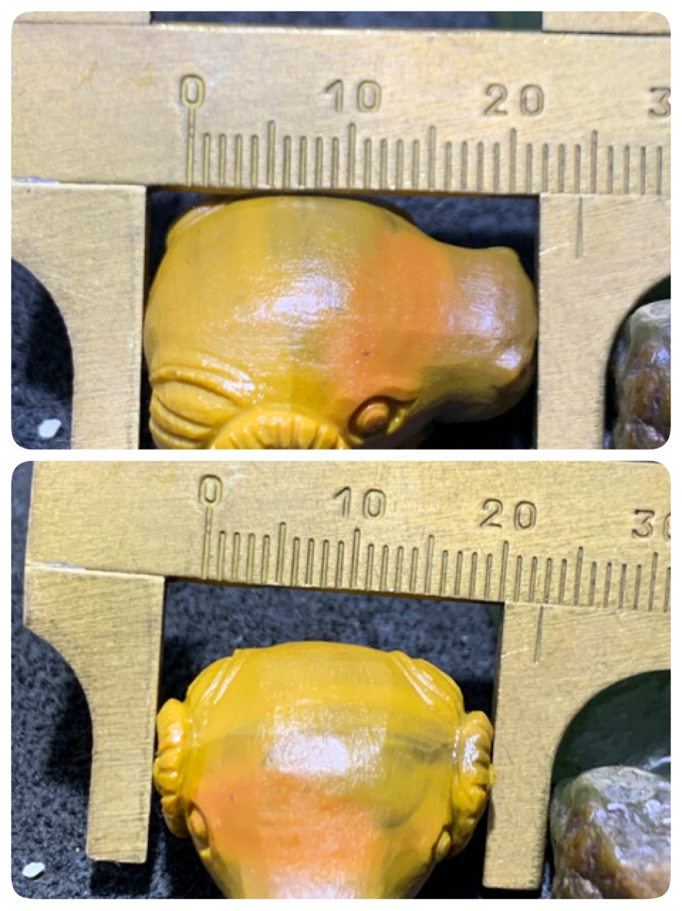 精美亚光战国红玛瑙手工俏色巧雕如意牛头一体佛头三通一个