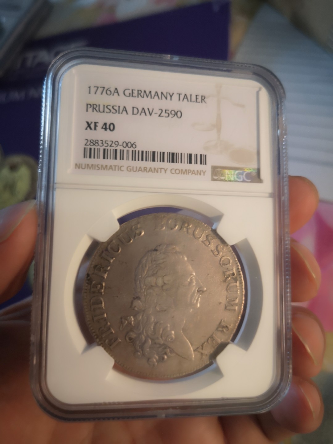 长老汇精品老银币系列 德国1776普鲁士鹰炮泰勒，NGC XF40