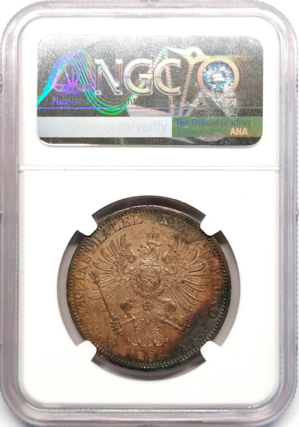 凡希社世界钱币微拍第二百四十二期 1866普鲁士胜利泰勒NGC-AU55