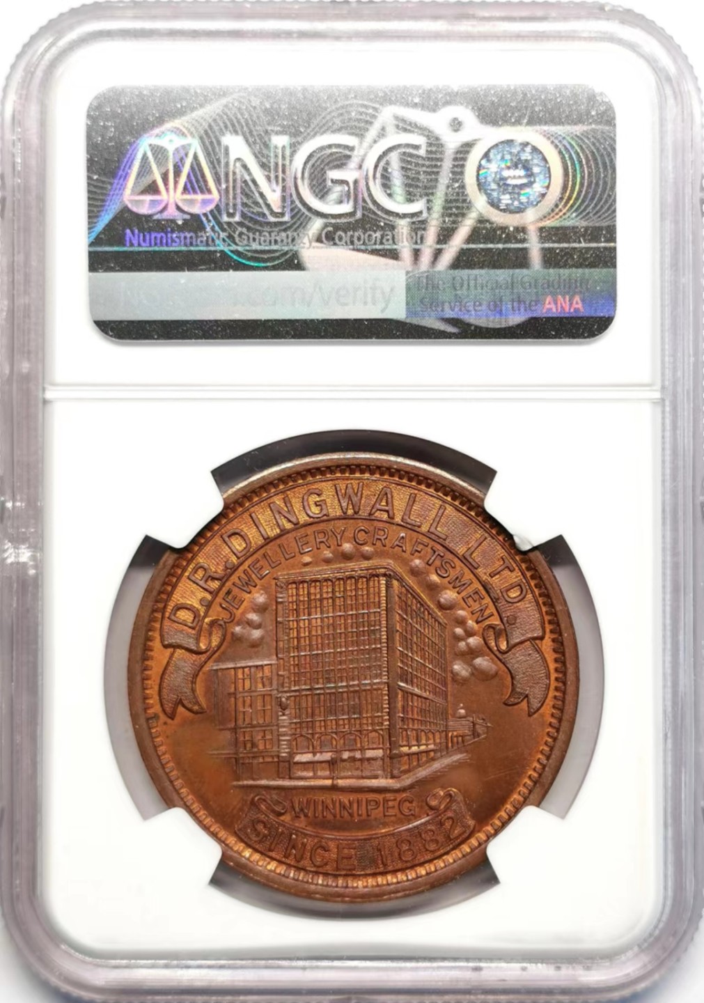 凡希社世界钱币微拍第二百四十二期 1932加拿大温尼伯大礼堂纪念铜章NGC-MS66