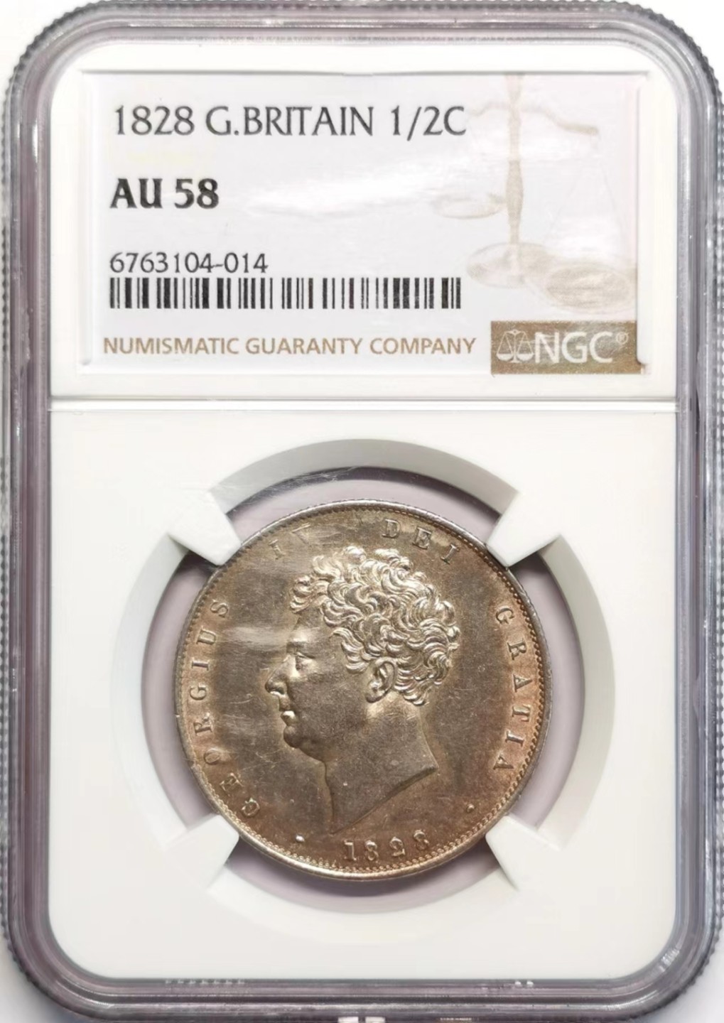 凡希社世界钱币微拍第二百四十二期 1828英国乔四1/2克朗NGC-AU58