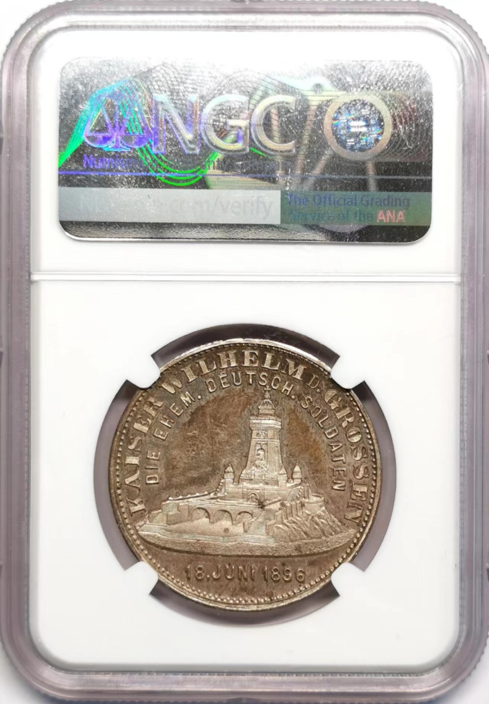 凡希社世界钱币微拍第二百四十二期 1896德国屈夫霍伊泽巴巴罗萨纪念碑银章NGC-MS63