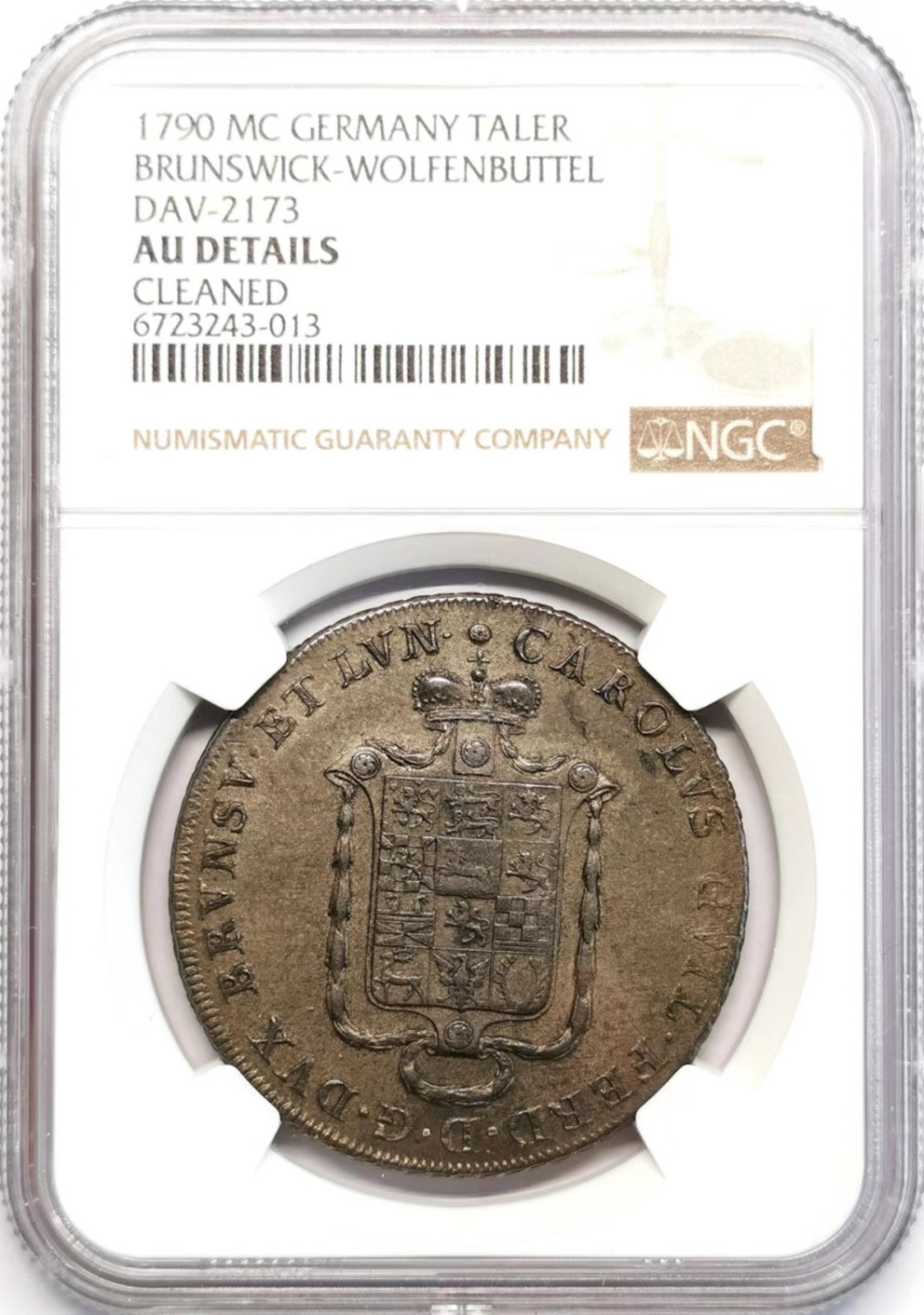 凡希社世界钱币微拍第二百四十二期 1790布伦瑞克沃芬布特泰勒大银NGC-AUD