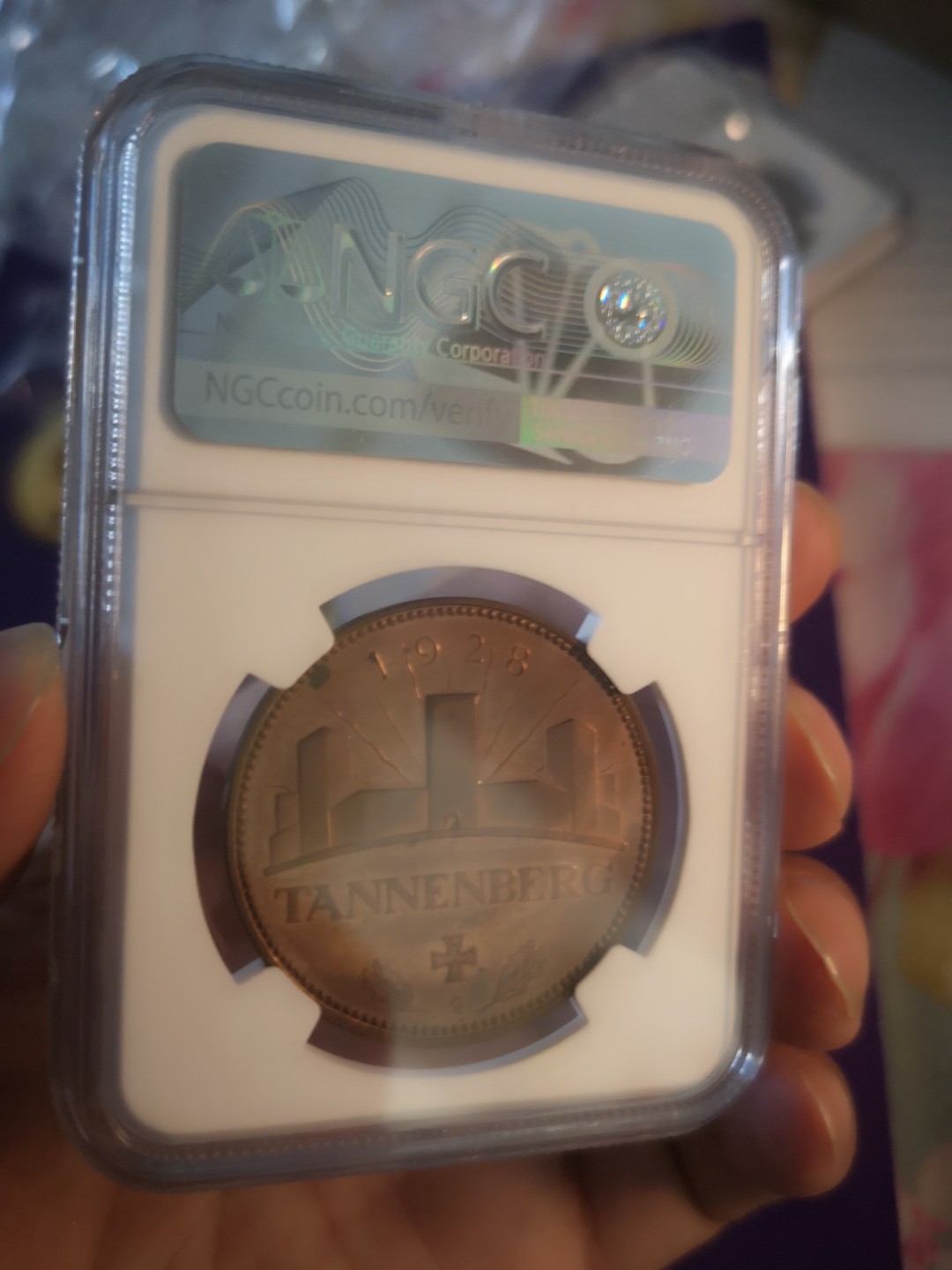 长老汇精品老银币系列 德国1928坦能堡纪念碑铜章，兴登堡里程碑式的战役，NGC MS62 BN