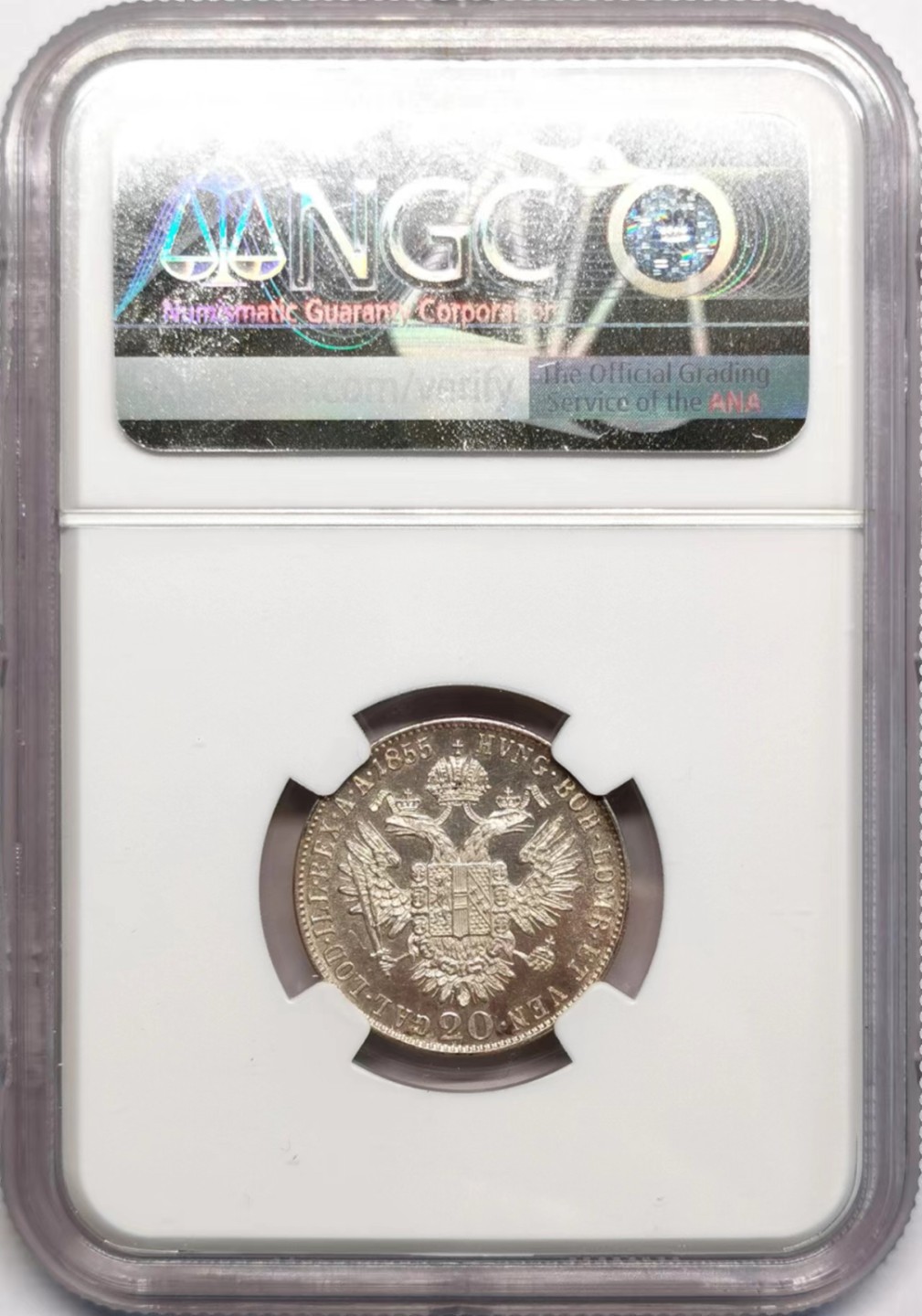 凡希社世界钱币微拍第二百四十二期 1855奥地利帝国20K银辅币NGC-MS63