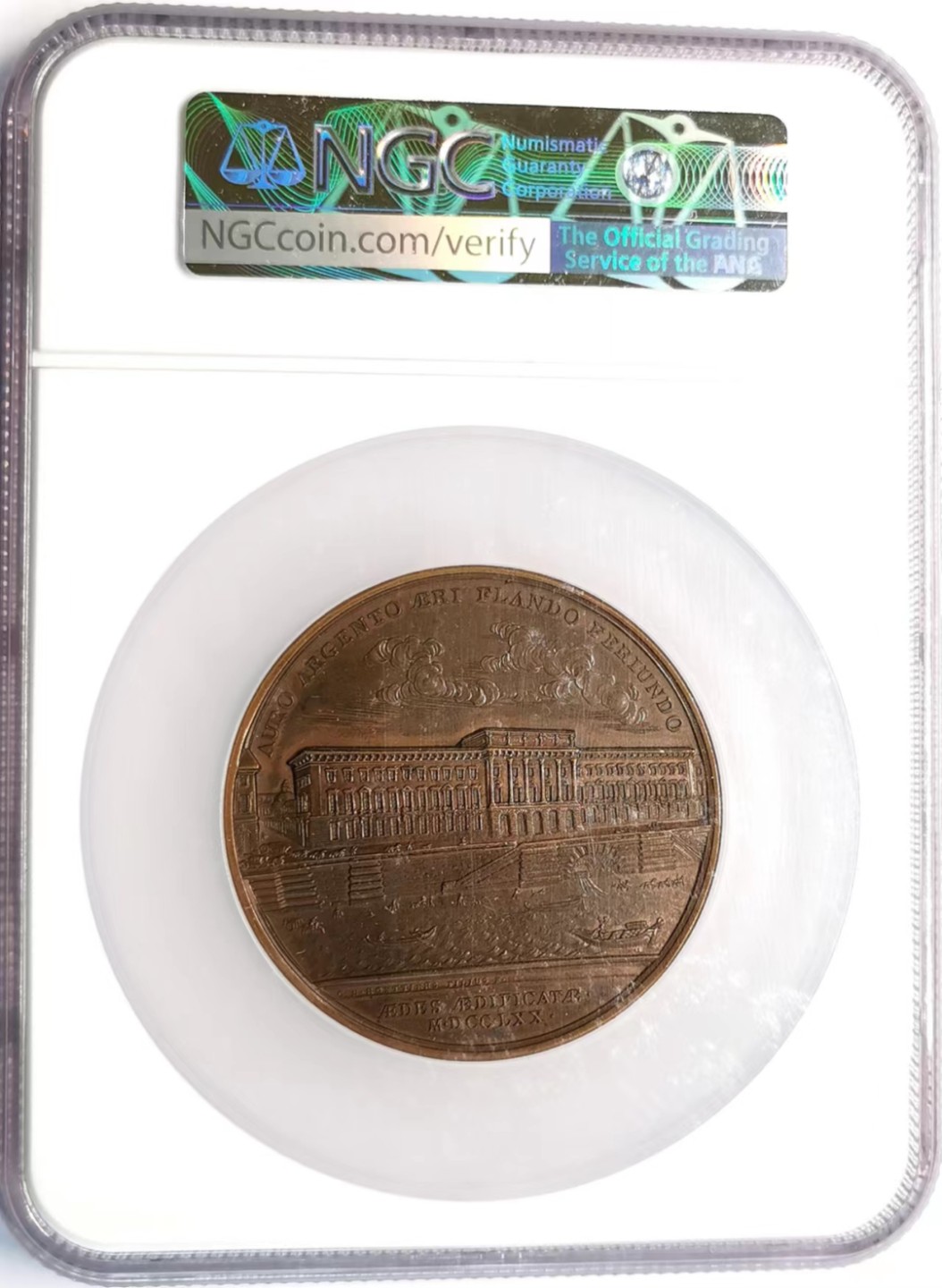 凡希社世界钱币微拍第二百四十二期 1770法国巴黎新造币厂建筑落成纪念大铜章NGC-MS62稀少品种！