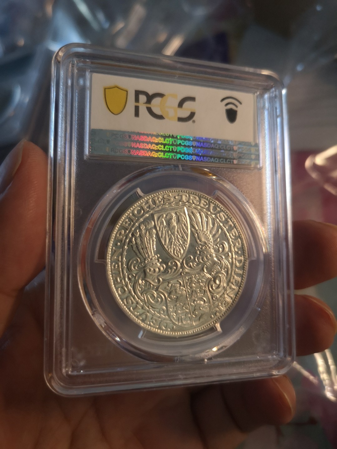 长老汇精品老银币系列 德国1927兴登堡80大寿5马克大银章，卡尔哥茨作品，PCGS SP64