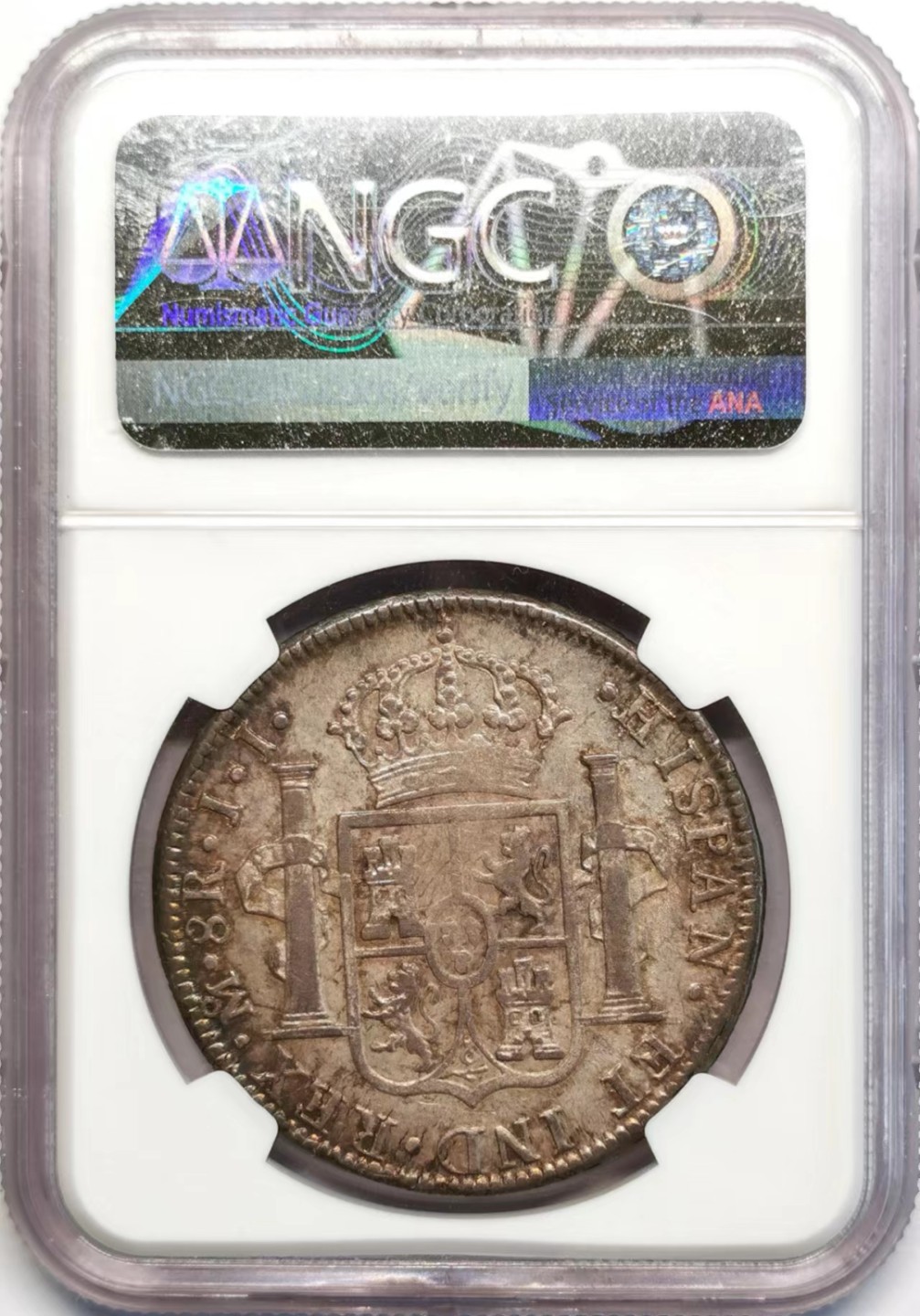 凡希社世界钱币微拍第二百四十二期 1816MO墨西哥费七双柱NGC-AU55