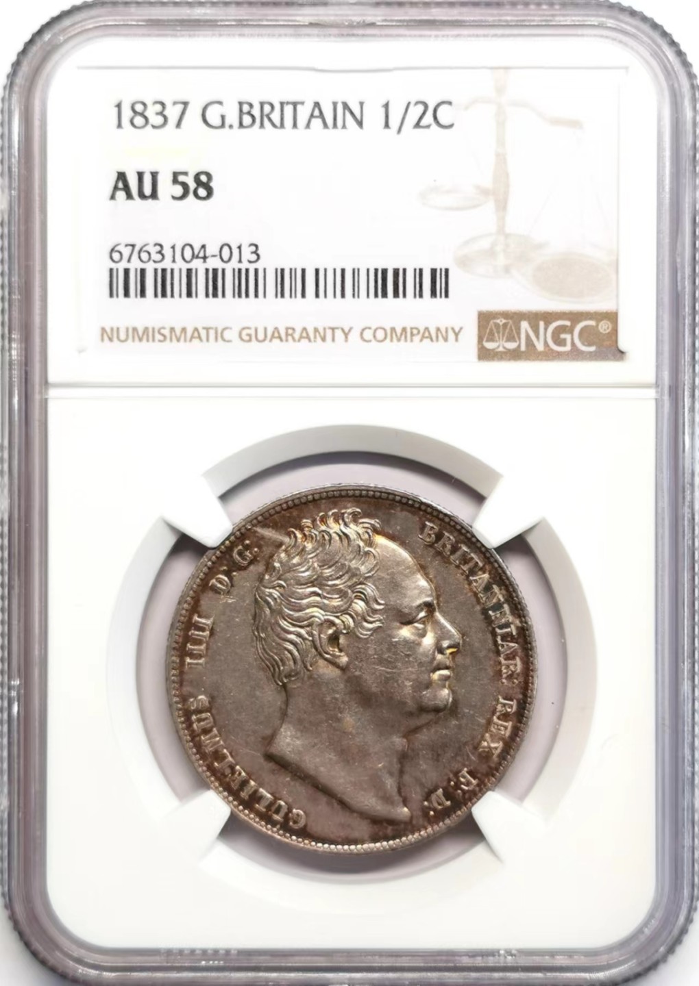 凡希社世界钱币微拍第二百四十二期 1837英国威四1/2克朗NGC-AU58