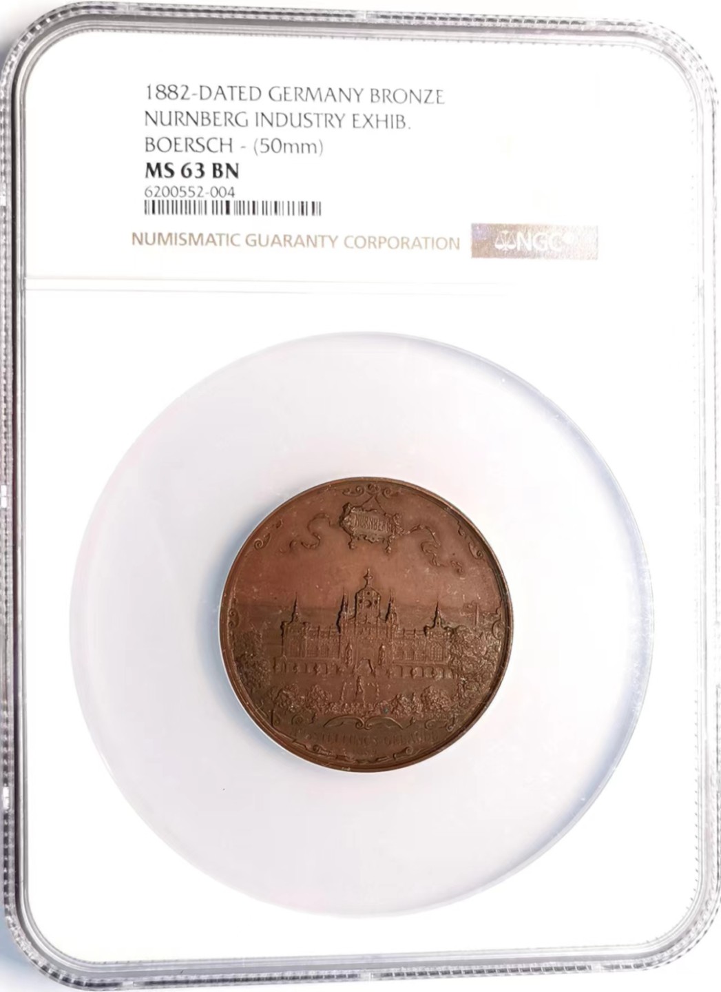 凡希社世界钱币微拍第二百四十二期 1882德国纽伦堡工业博览会大型铜章NGC-MS63