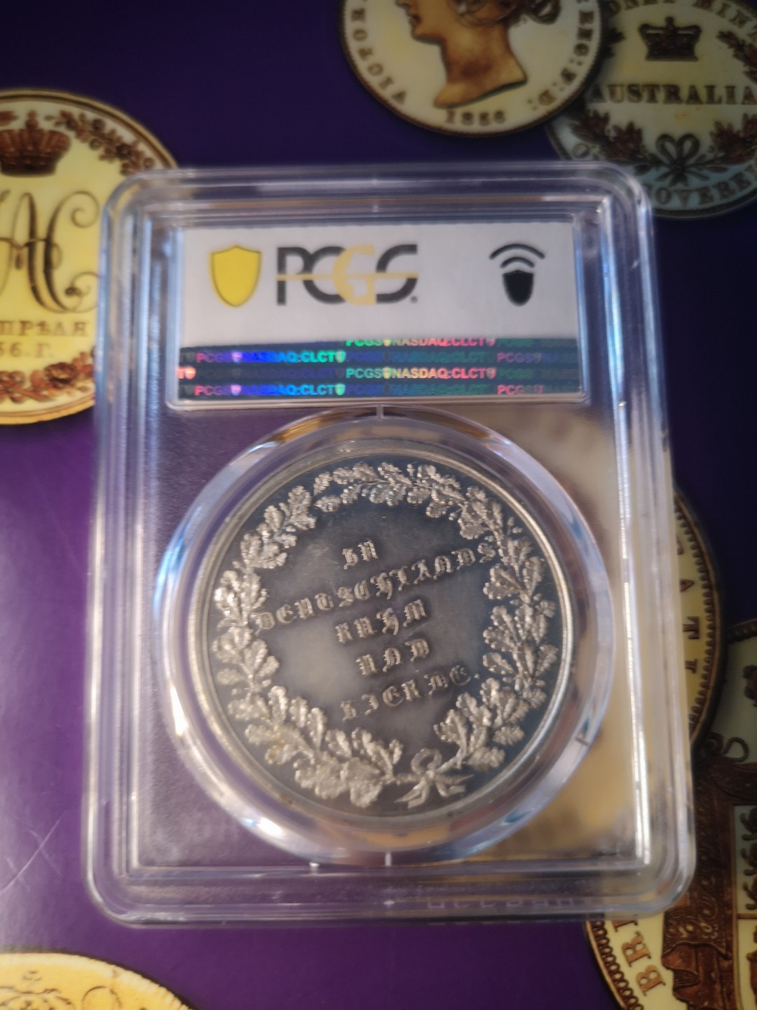 长老汇精品老银币系列 德国1842巴伐利亚瓦哈拉纪念锡章，PCGS SP63