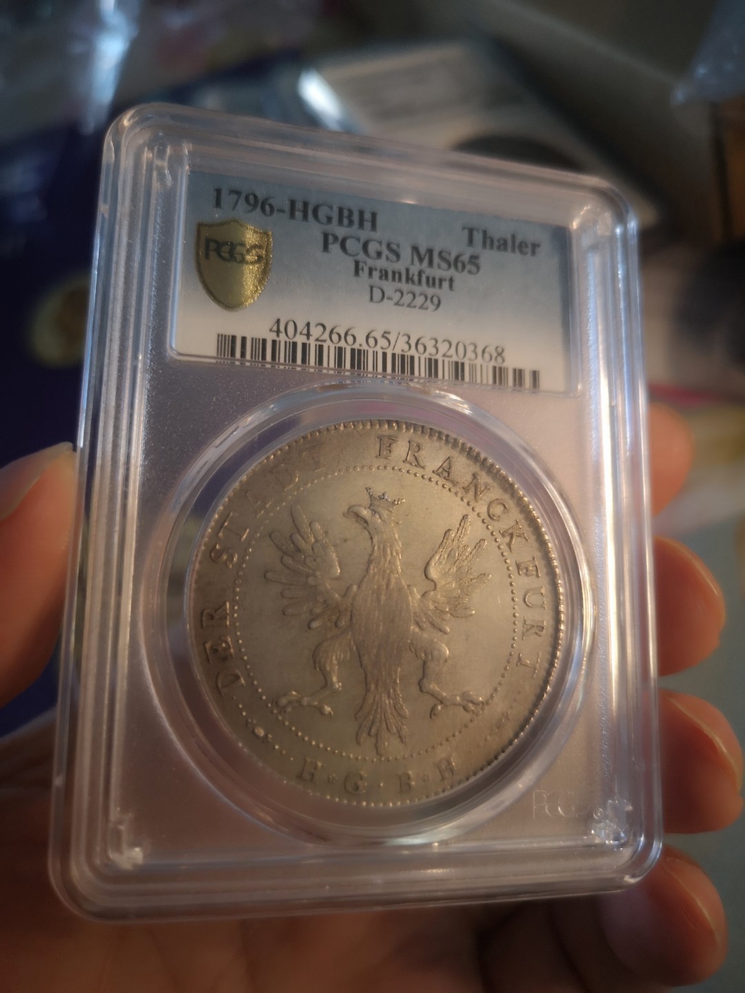 长老汇精品老银币系列 德国法兰克福1796烧鸡泰勒，PCGS MS65， 冠军分