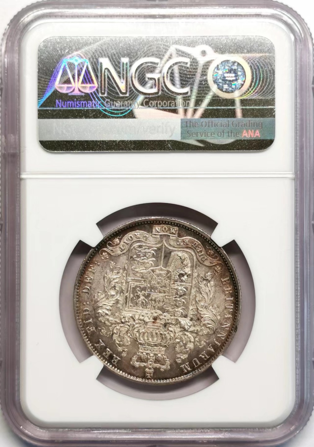 凡希社世界钱币微拍第二百四十二期 荐！1825英国乔四1/2克朗NGC-MS63金色环彩收藏级！