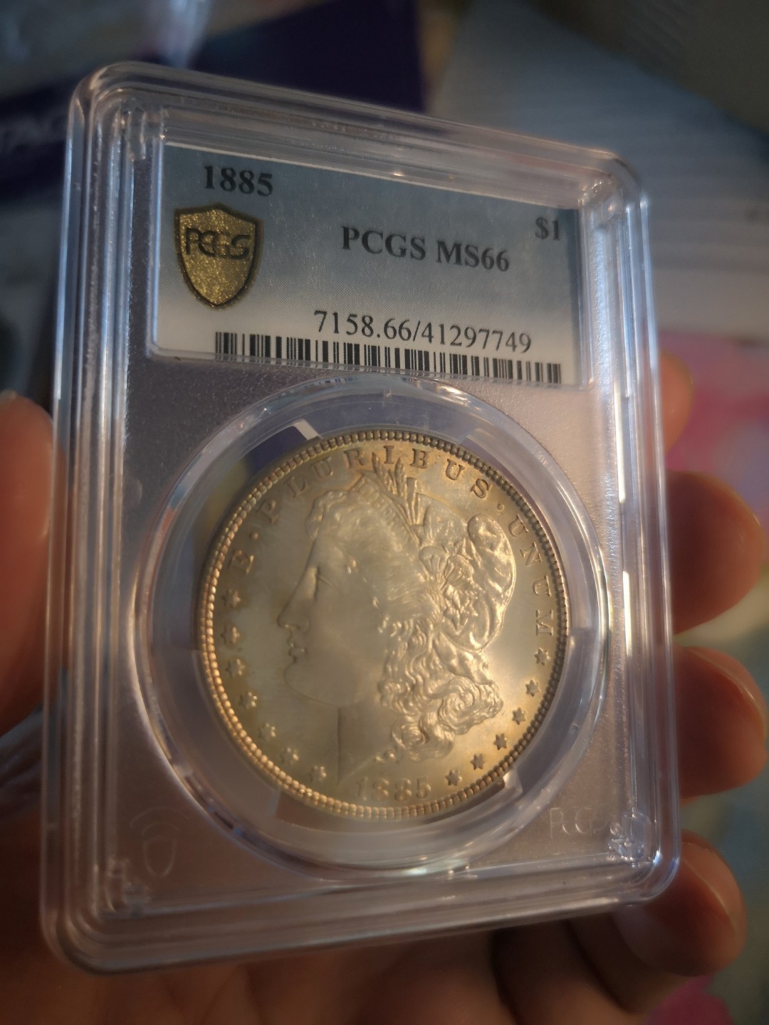 长老汇第6场老银币拍卖 美国1885摩根1美元银币，PCGS MS66，超高分