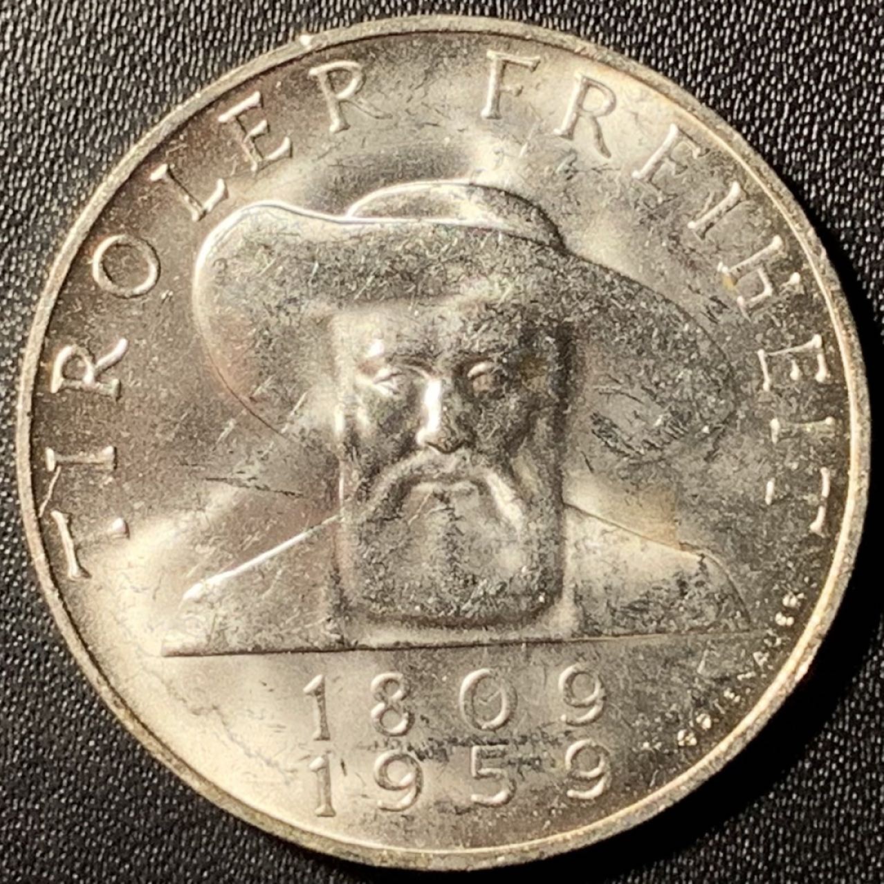 紫瑗钱币——第281期拍卖 奥地利 1959年 蒂罗尔解放150周年 50先令 20克 0.9银 UNC