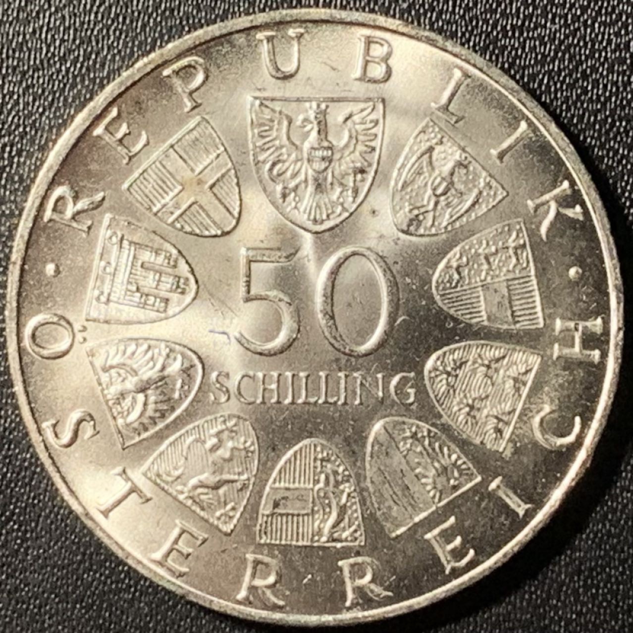 紫瑗钱币——第281期拍卖 奥地利 1968年 第二共和国建国50周年 50先令 20克 0.9银 UNC