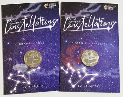 S&S Numismatic世界钱币-拍卖 第55期 - 英属南极洲领地2022年 威廉赫歇尔诞辰200周年-星座 2英镑双色纪念币官方卡币 5枚全套 发行量2000套