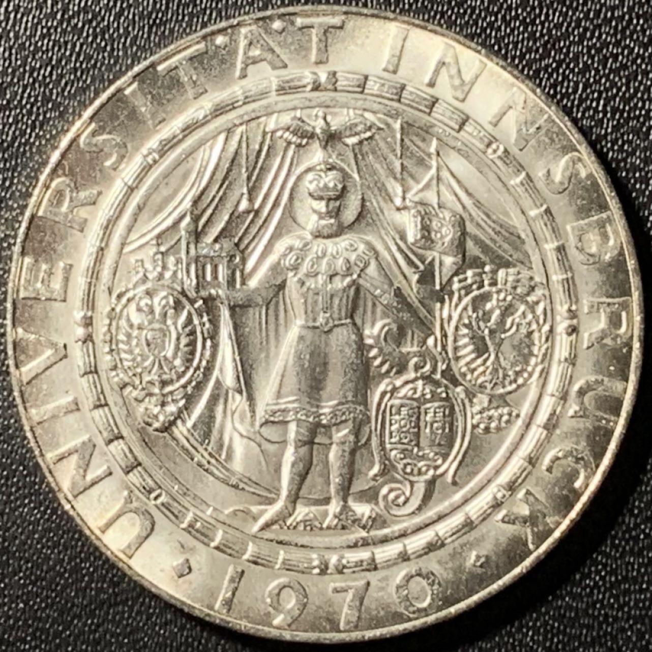 紫瑗钱币——第281期拍卖 奥地利 1970年 因斯布鲁克大学300周年 50先令 20克 0.9银 UNC