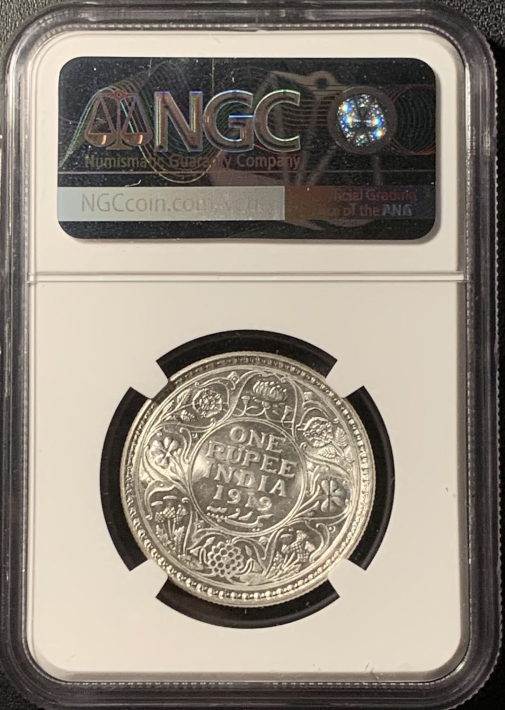 紫瑗钱币——第281期拍卖 英属印度 1919年 C版 乔治五世 1卢比 银币 NGC MS62