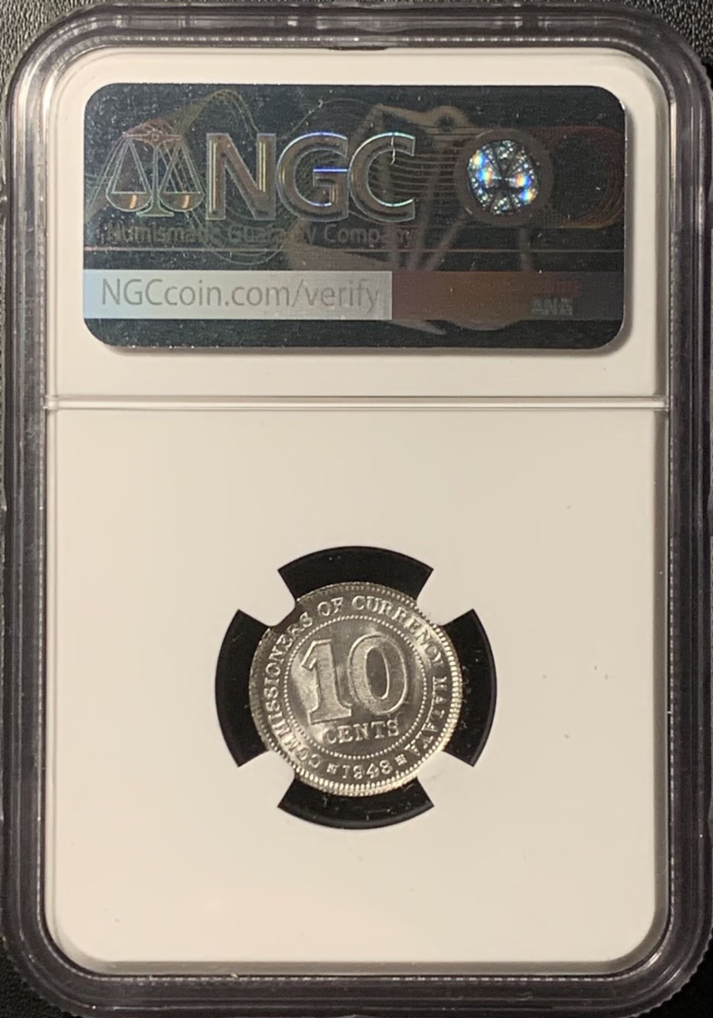 紫瑗钱币——第281期拍卖 马来亚 1943年 乔治六世 10分 银币 NGC MS64