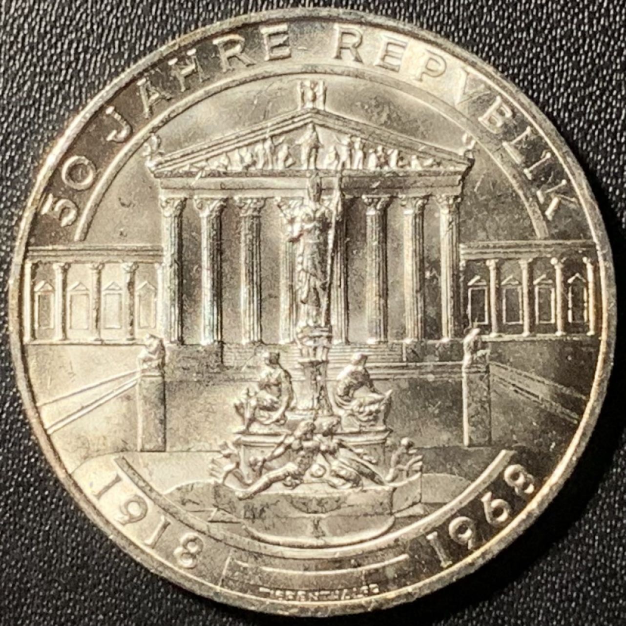 紫瑗钱币——第281期拍卖 奥地利 1968年 第二共和国建国50周年 50先令 20克 0.9银 UNC