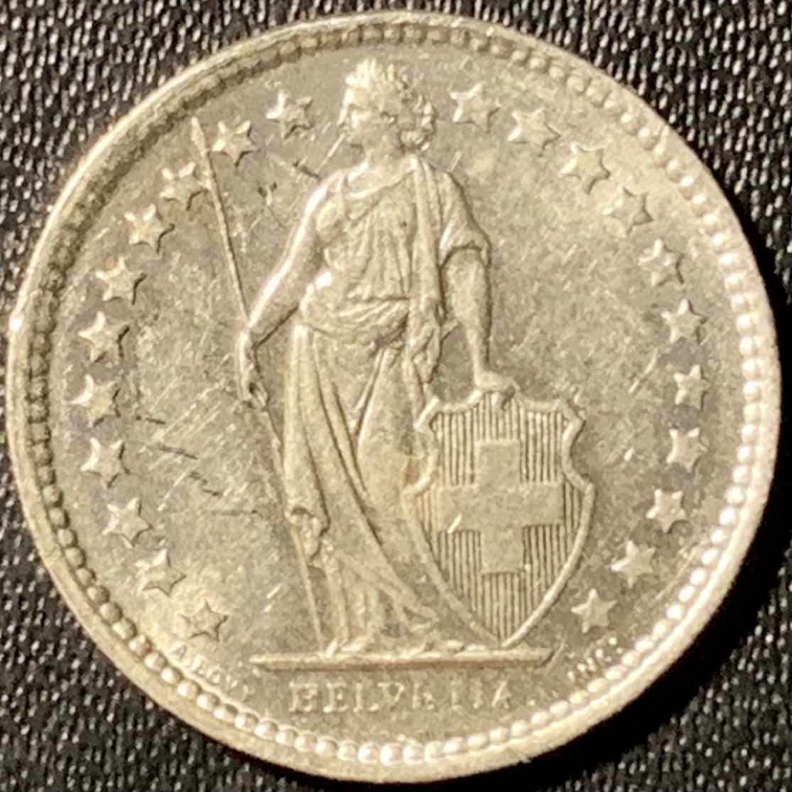 紫瑗钱币——第281期拍卖 瑞士 1958年 赫尔维蒂亚 1/2法郎 2.5克 0.835银 UNC