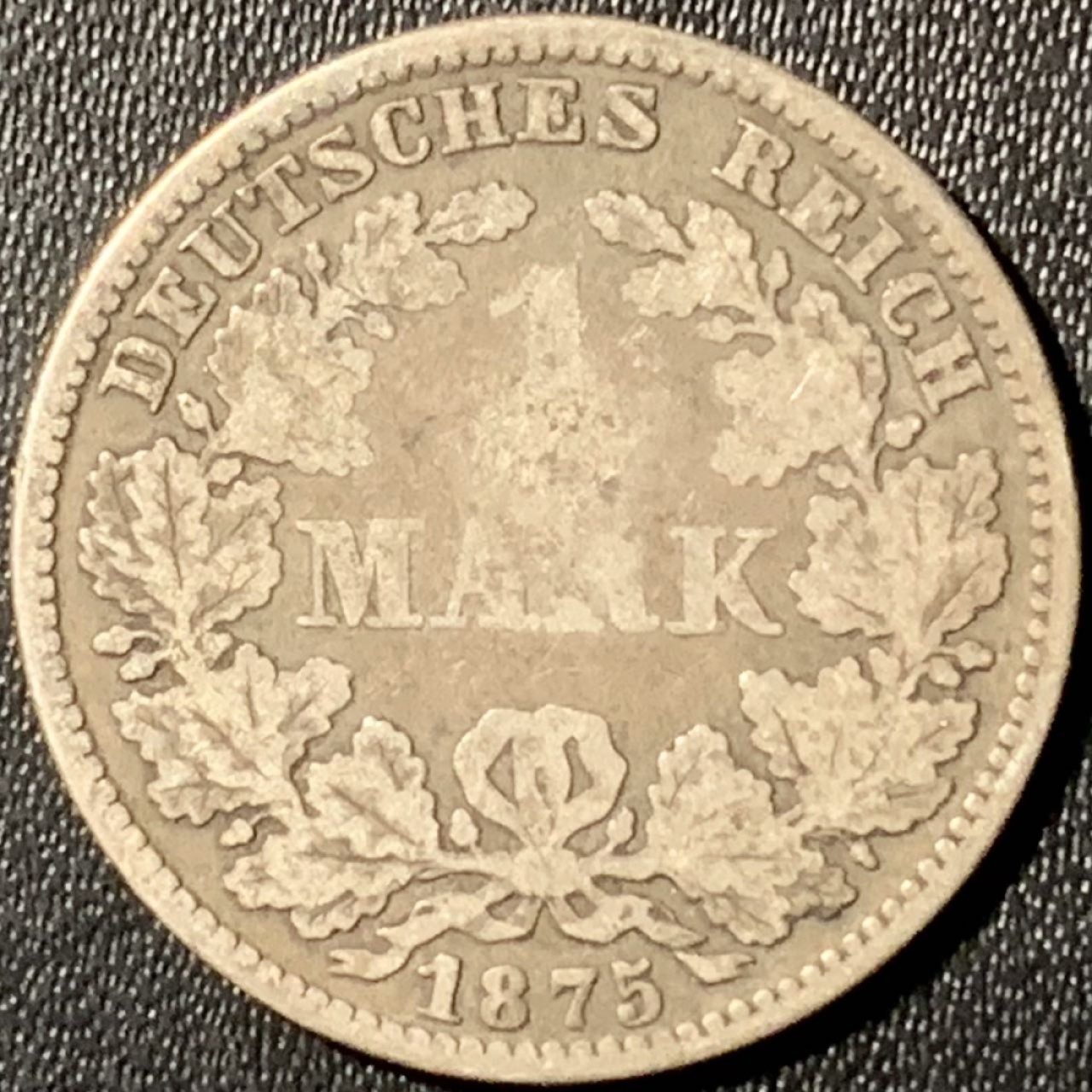 紫瑗钱币——第281期拍卖 德国 1874年 E版 第二帝国 短翅 1马克 5.5克 0.9银