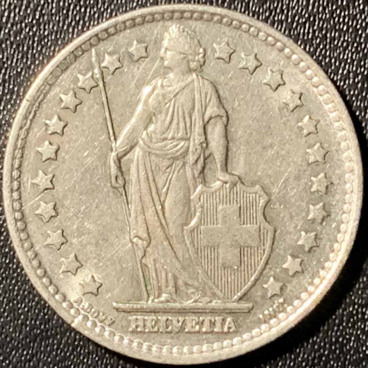 紫瑗钱币——第281期拍卖 瑞士 1960年 赫尔维蒂亚 1法郎 5克 0.835银 UNC