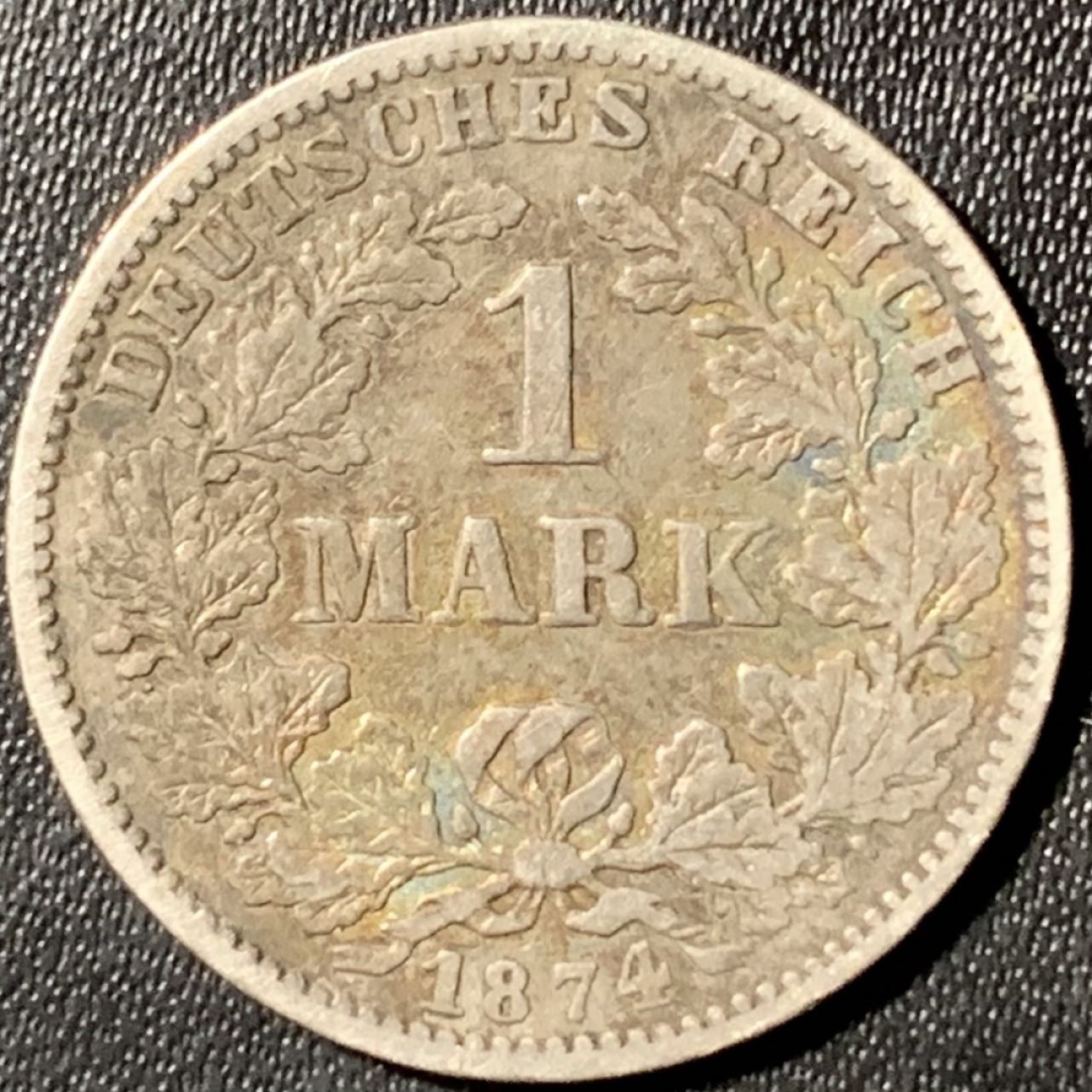 紫瑗钱币——第281期拍卖 德国 1874年 G版 第二帝国 短翅 1马克 5.5克 0.9银