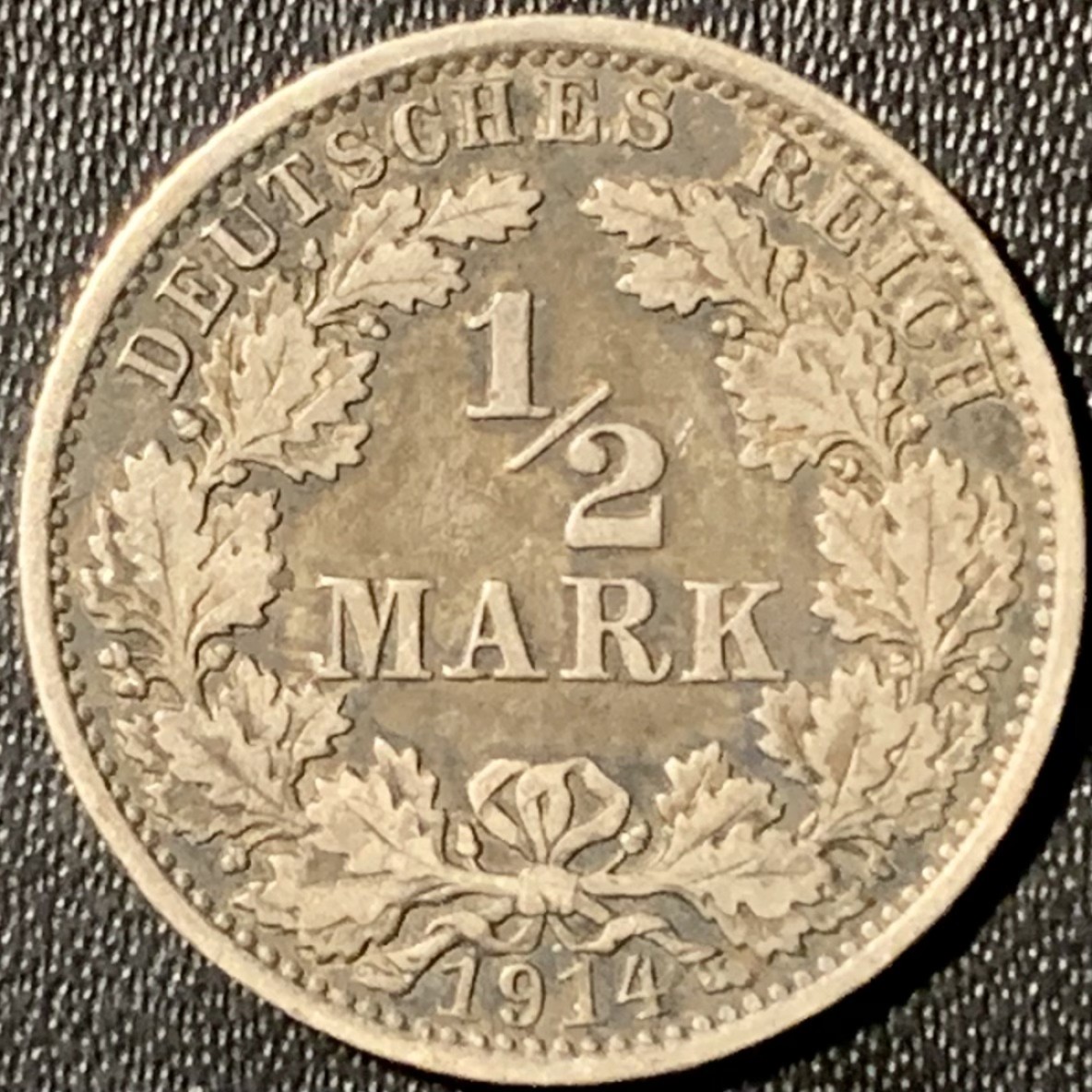 紫瑗钱币——第281期拍卖 德国 1914年 A版 第二帝国 1/2马克 银币 2.77克 0.9银