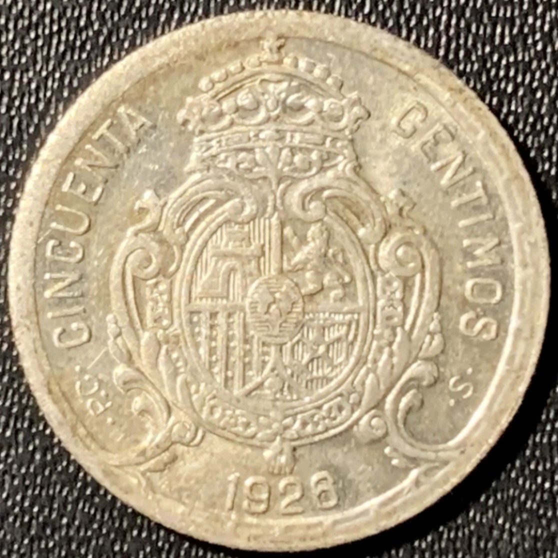 紫瑗钱币——第281期拍卖 西班牙 1926年 阿方索十三世 50分 2.5克 0.835银