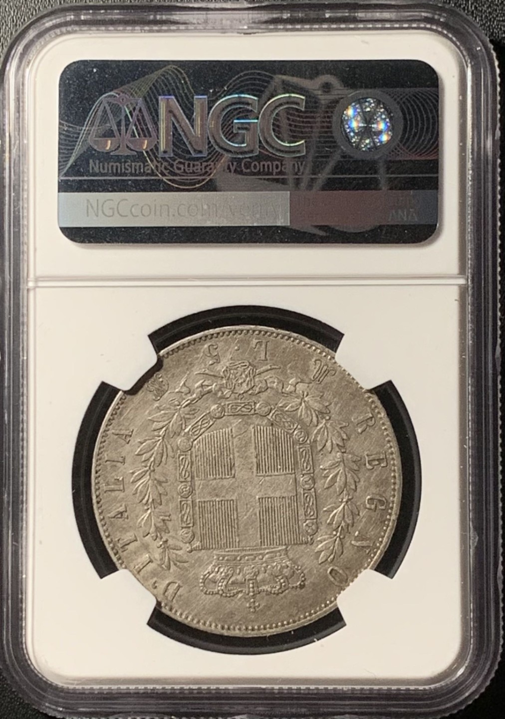 紫瑗钱币——第281期拍卖 意大利 1871年 伊曼纽尔二世 5里拉 银币 NGC AU Detail