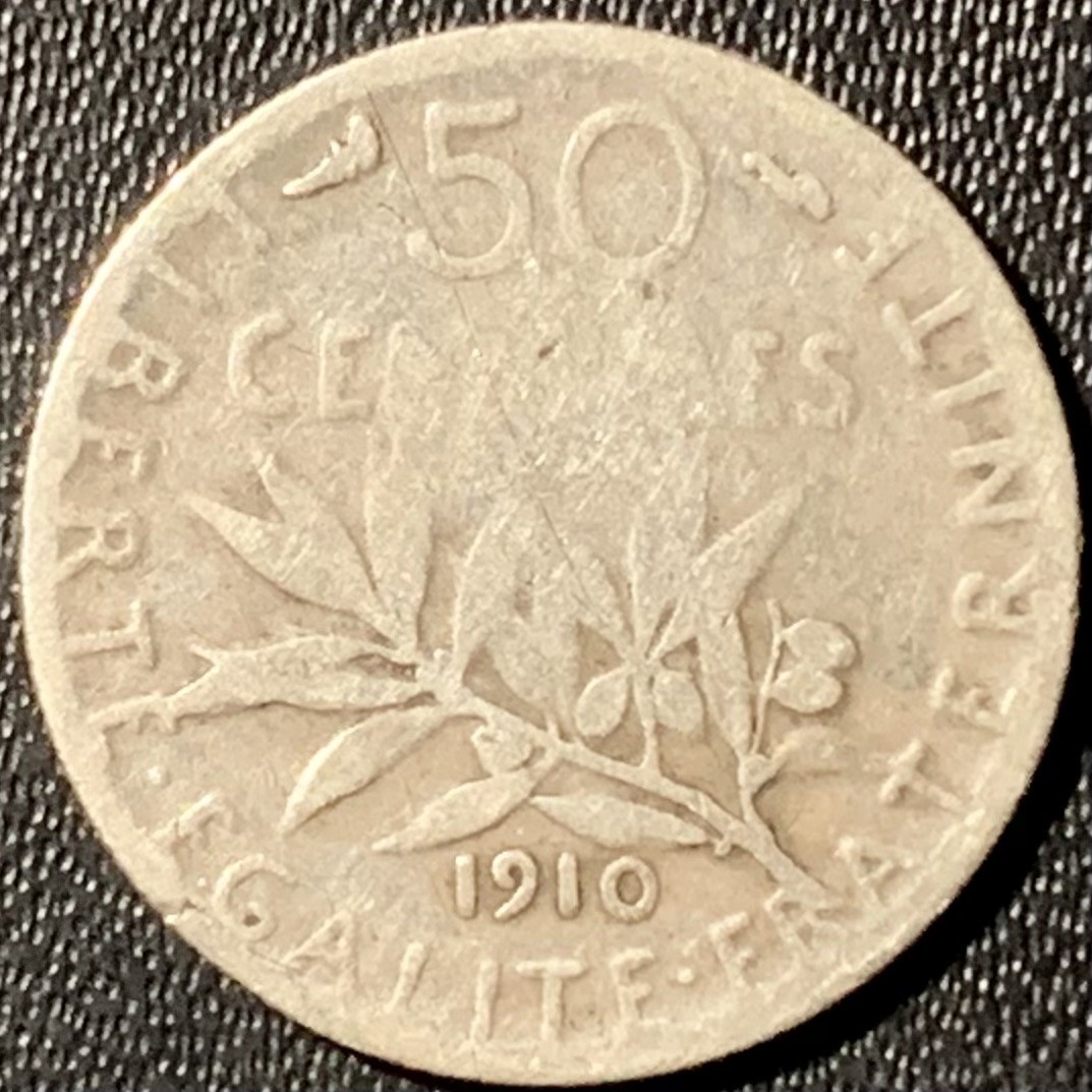 紫瑗钱币——第281期拍卖 法国 1910年 播种女神 50分 2.5克 0.835银