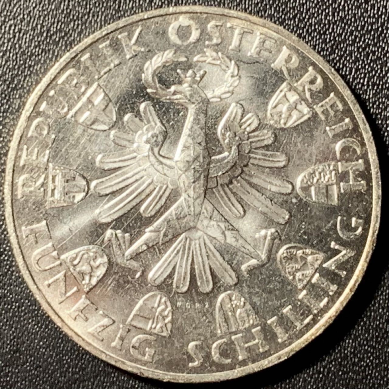 紫瑗钱币——第281期拍卖 奥地利 1959年 蒂罗尔解放150周年 50先令 20克 0.9银 UNC