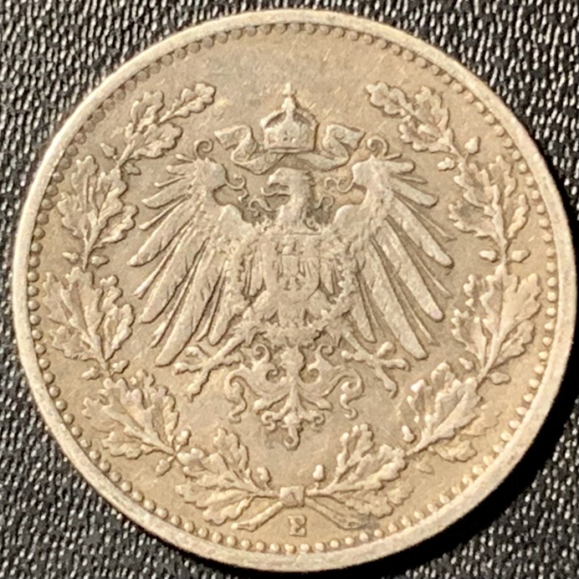 紫瑗钱币——第281期拍卖 德国 1909年 E版 第二帝国 1/2马克 银币 2.77克 0.9银