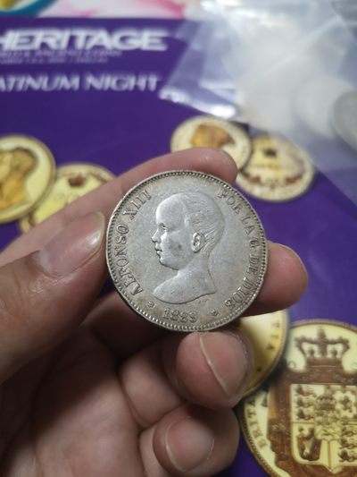 长老汇第6场老银币拍卖 - 西班牙1889阿方索十三世娃娃头5比索大银币，好品