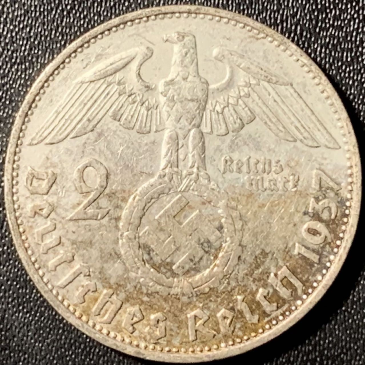 紫瑗钱币——第281期拍卖 德国 1937年 C版 兴登堡 字符 2马克 8克 0.625银