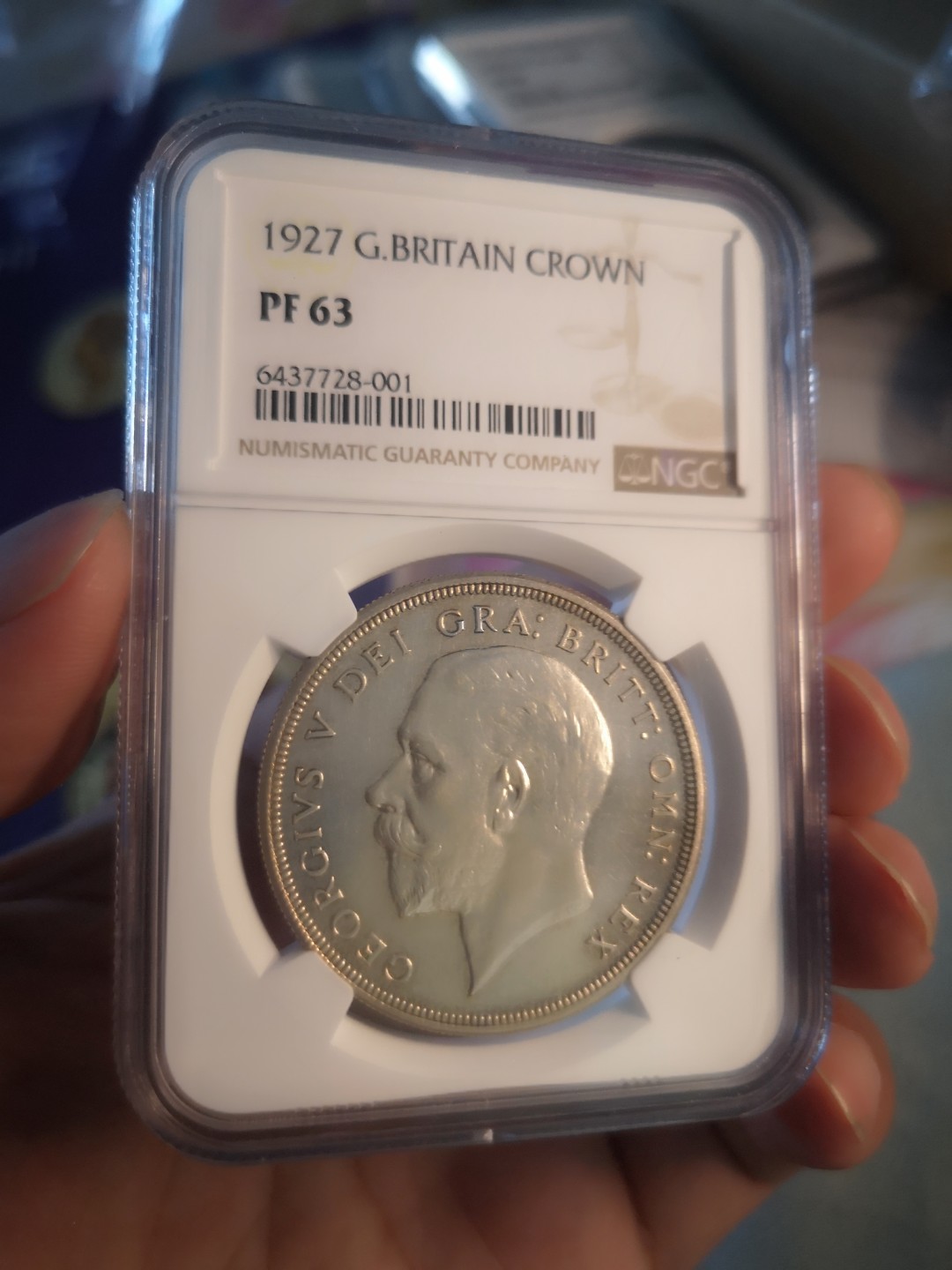 长老汇第6场老银币拍卖 英国1927乔治五世1克朗精制花冠大银币，NGC PF63