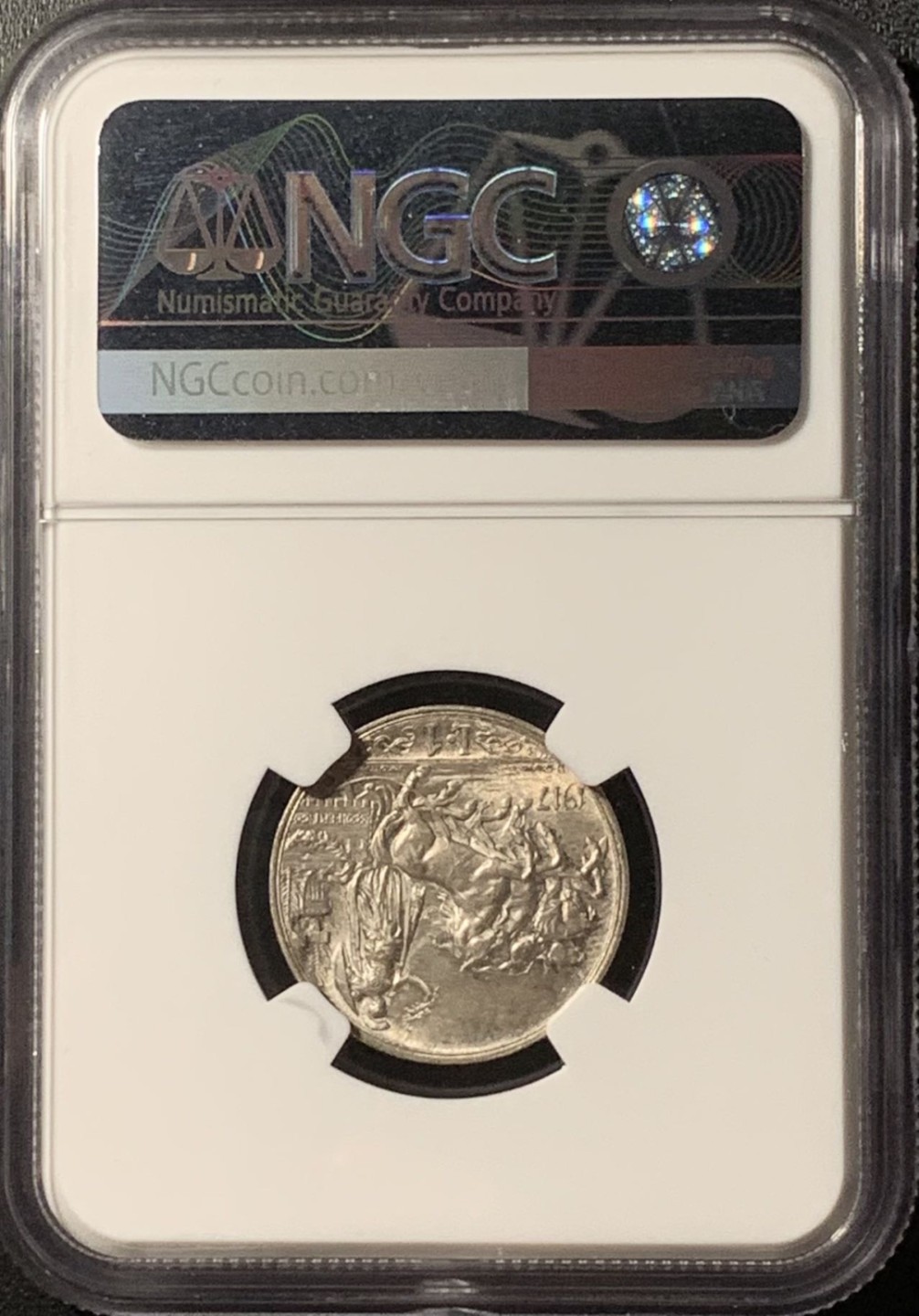 紫瑗钱币——第281期拍卖 意大利 1917年 马拉车 1里拉 银币 NGC MS64